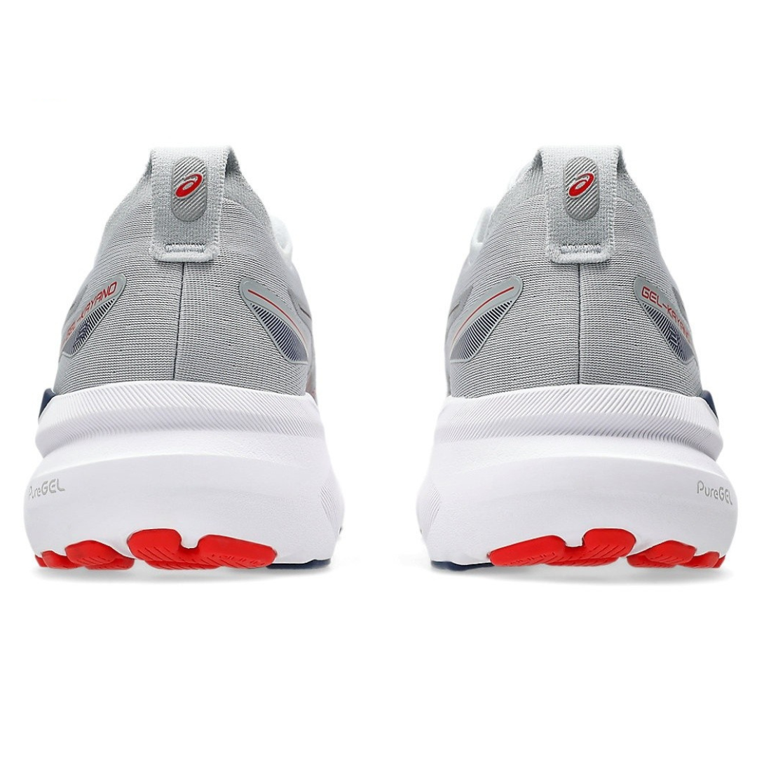 Gel-Kayano 31 Cinza com Vermelho e Azul Marinho