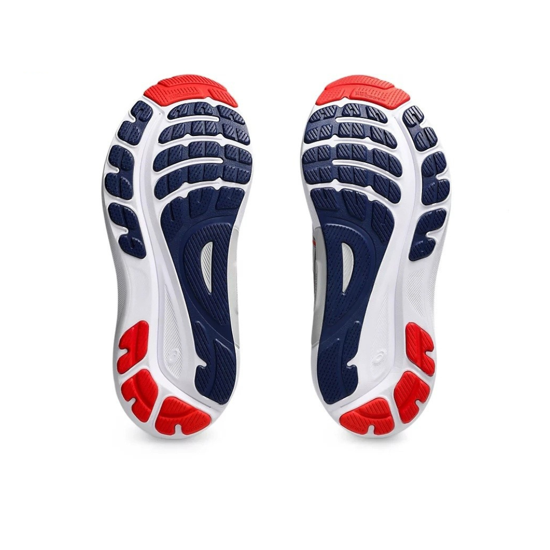Gel-Kayano 31 Cinza com Vermelho e Azul Marinho