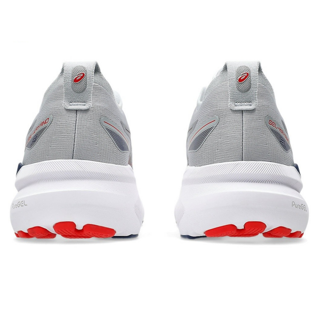 Gel-Kayano 31 Cinza com Vermelho e Azul Marinho