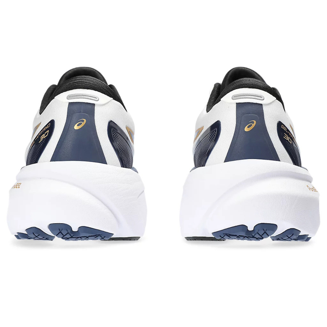 Gel-Kayano 30 - Branco com Azul Marinho e Dourado