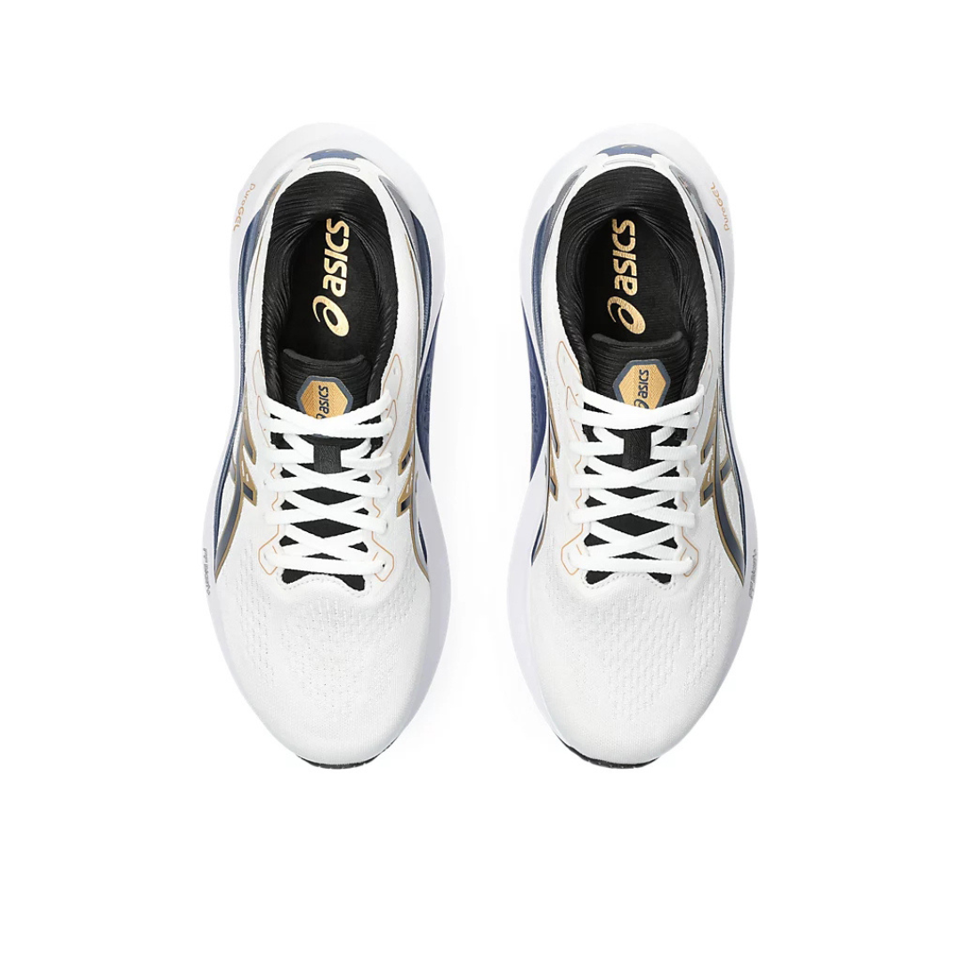 Gel-Kayano 30 - Branco com Azul Marinho e Dourado