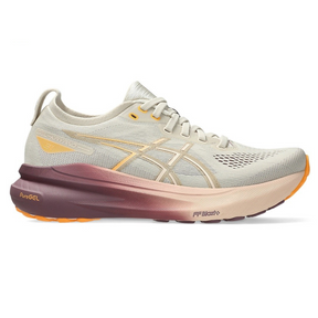 Gel-Kayano 31 Bege com Laranja e Vermelho