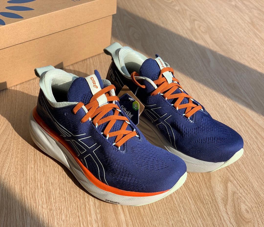 Gel - Nimbus™ 25 Azul Marinho com Laranja e Branco