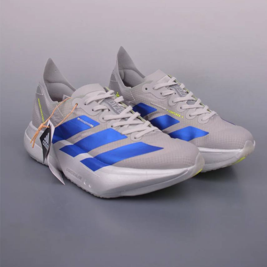 Adizero Adios Pro 4 Cinza Metálico/Azul