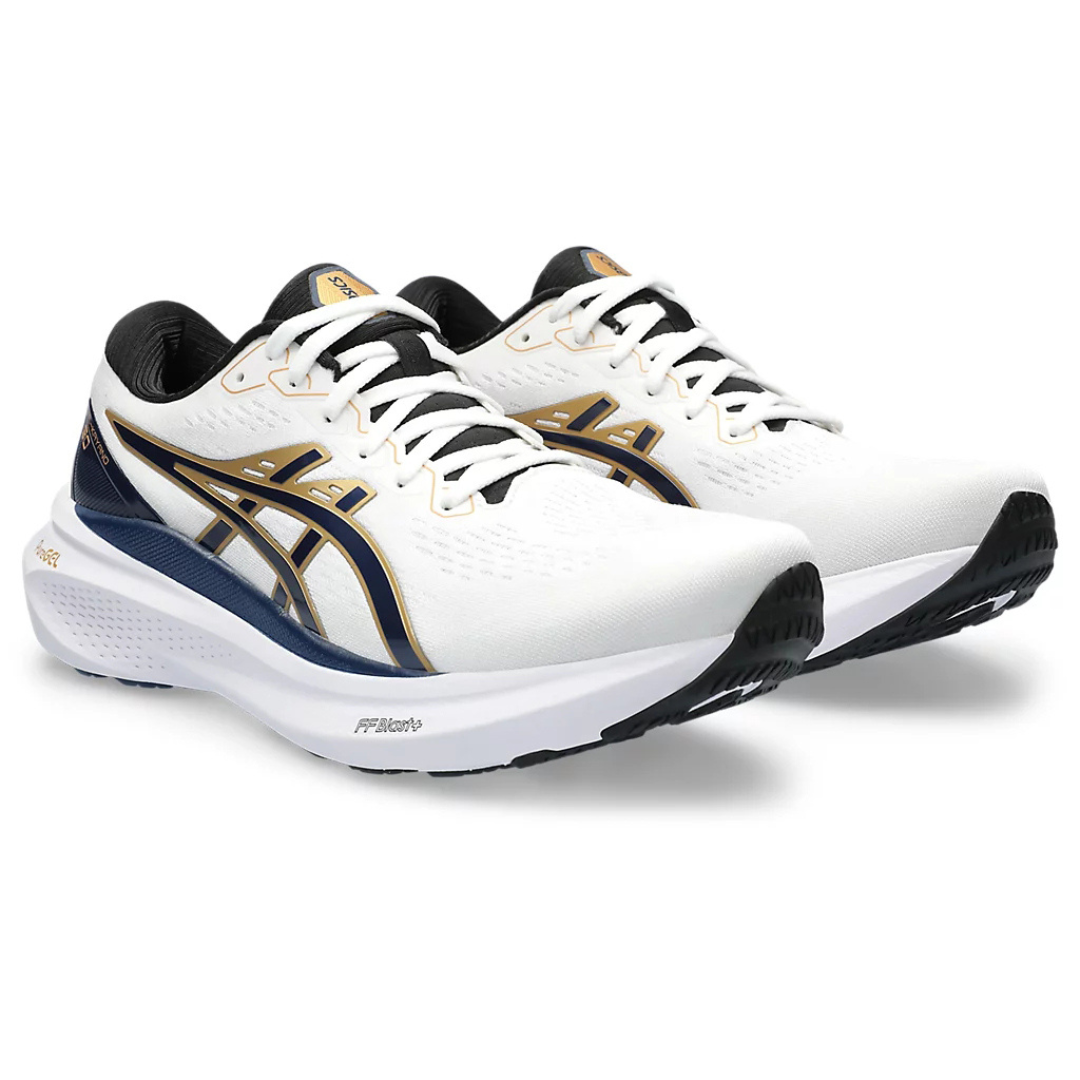 Gel-Kayano 30 - Branco com Azul Marinho e Dourado
