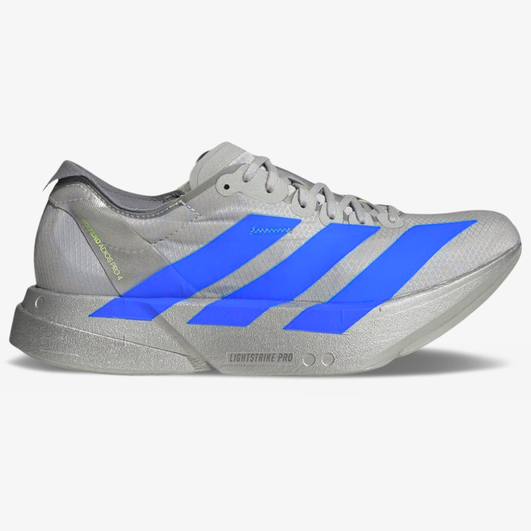 Adizero Adios Pro 4 Cinza Metálico/Azul