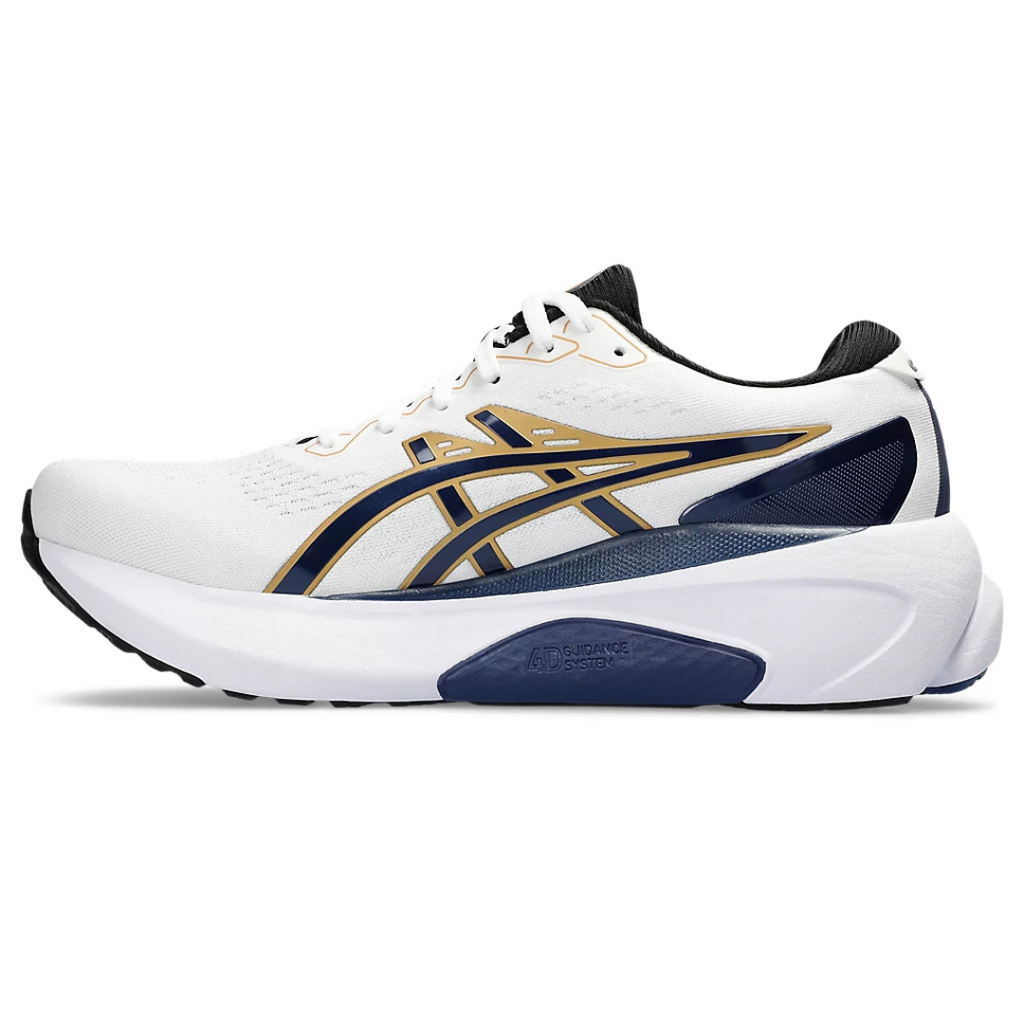 Gel-Kayano 30 - Branco com Azul Marinho e Dourado