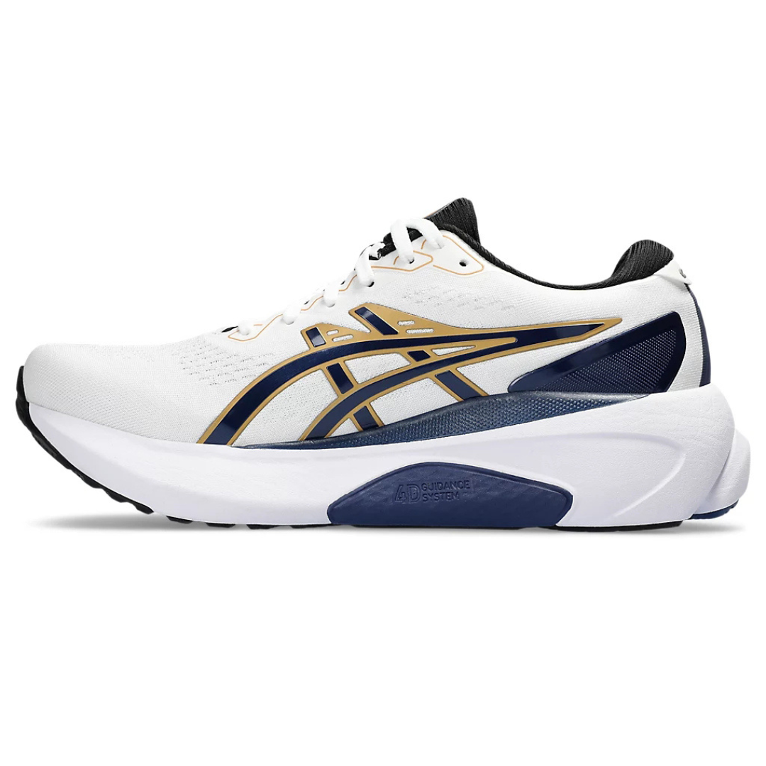 Gel-Kayano 30 - Branco com Azul Marinho e Dourado
